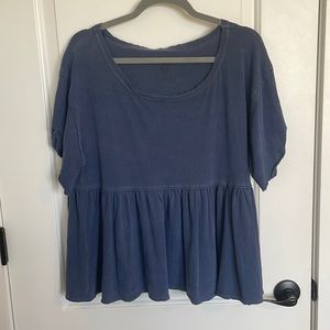 Free People Navy Baby Doll Flow Top